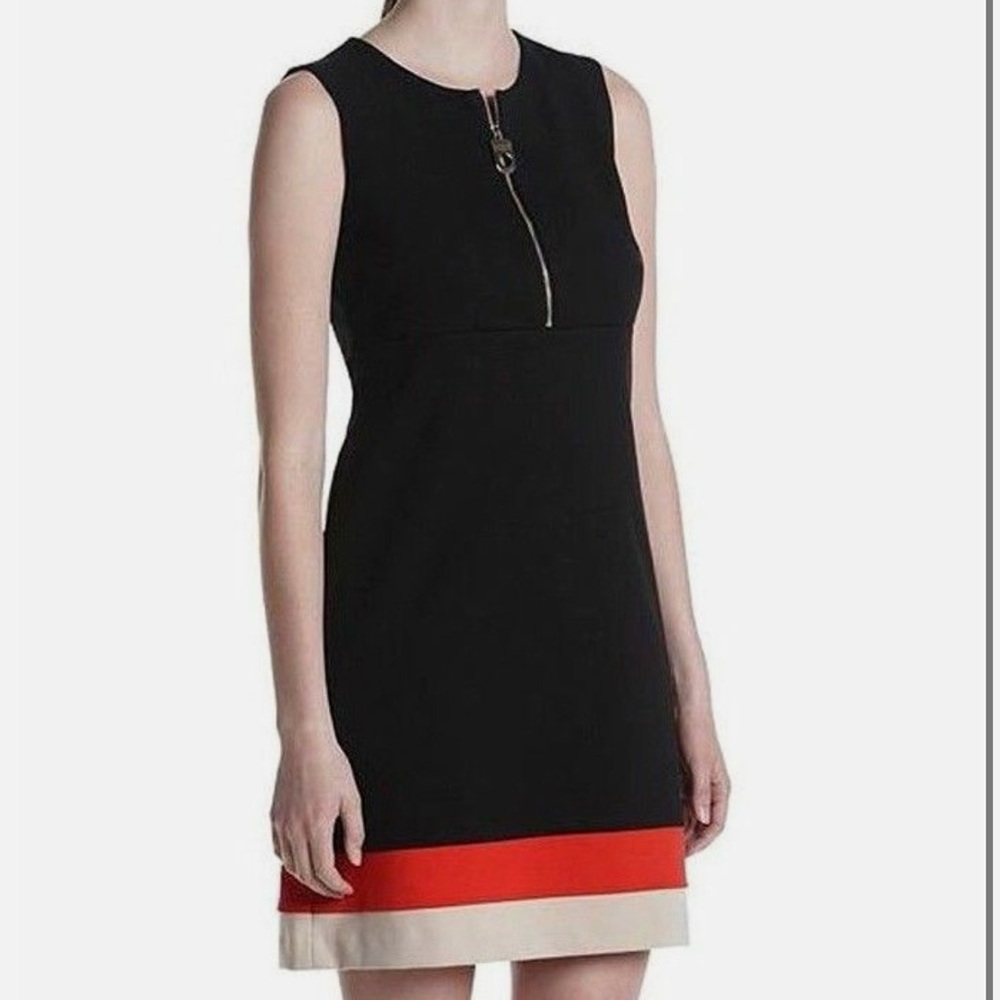 NWT Calvin Klein Black and Red Sheath Mini Dress Size 6 - Picture 2 of 7